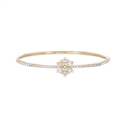 DBG00152. 14k Solid Gold Diamond Flower Bangle